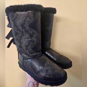 UGG Black and Gray Snakeskin Winter Boots